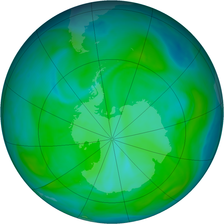 Antarctic ozone map for 14 December 2004